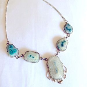 Vintage Druzy Quartz & Sterling Silver Necklace
